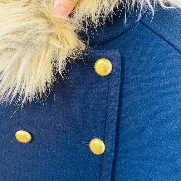 Crew cut fur collar double breasted wool coat - Picture 3 of 9